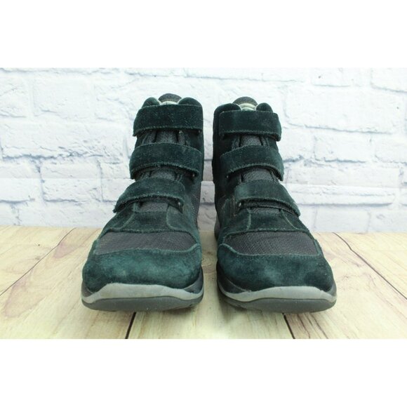 LL Bean Waterproof Black Suede Fabric Hook & Loop Mid Snow Sneakers Size 8.5 M - Picture 4 of 9
